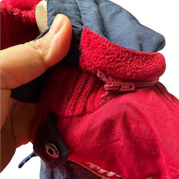 Tommy Hilfiger Boys Youth Navy Blue and Red Puffer Winter Jacket with Hood Sz. 5 - Picture 3 of 11